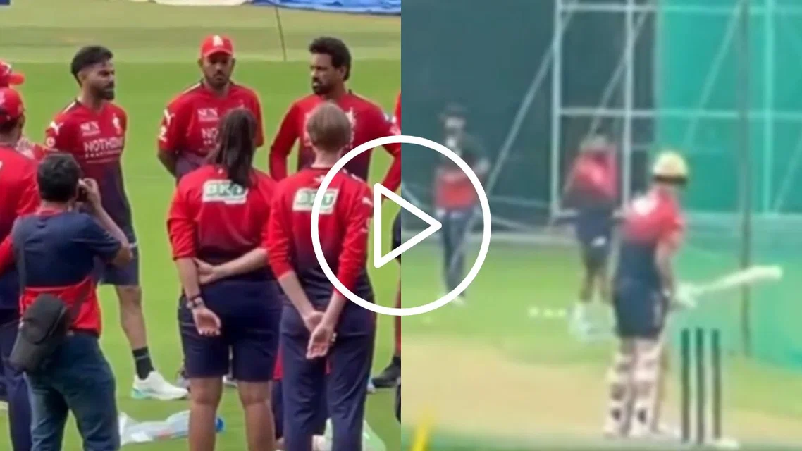 Virat Kohli in RCB nets giving pep talk [Source: X]