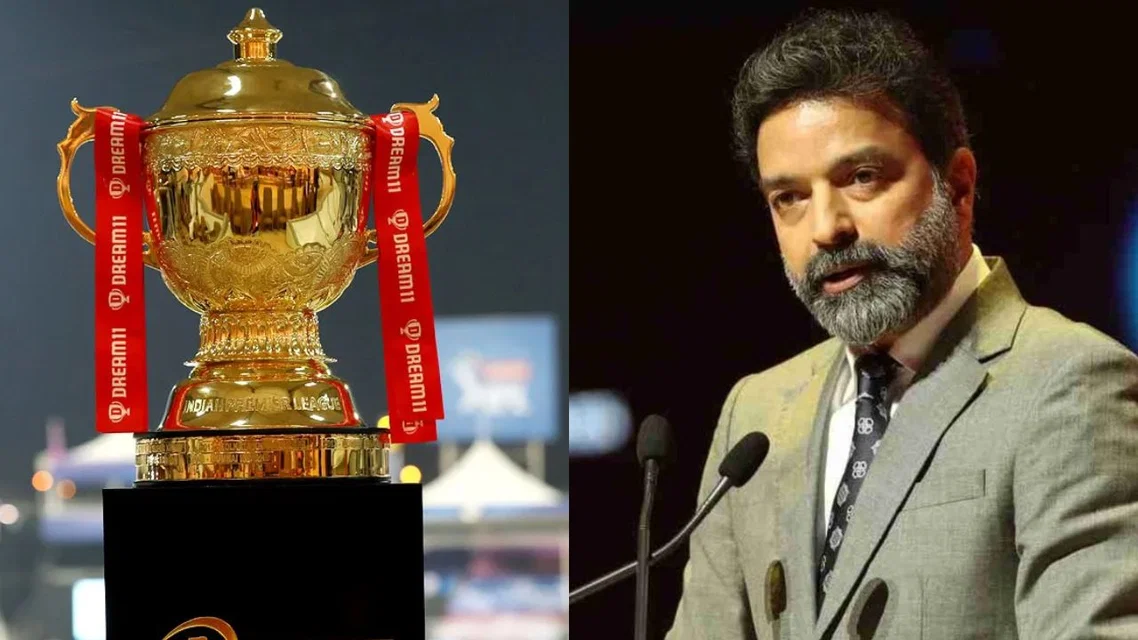 IPL Trophy and Arun Singh Dhumal [Source: X]