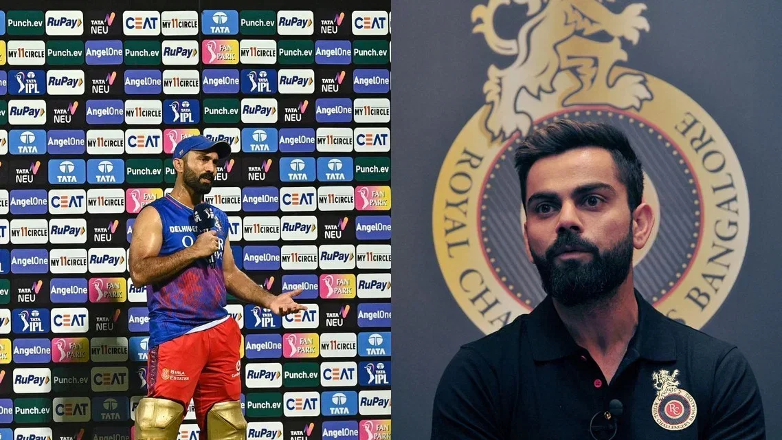 Dinesh Karthik Virat Kohli for RCB. Image Credits: AFP
