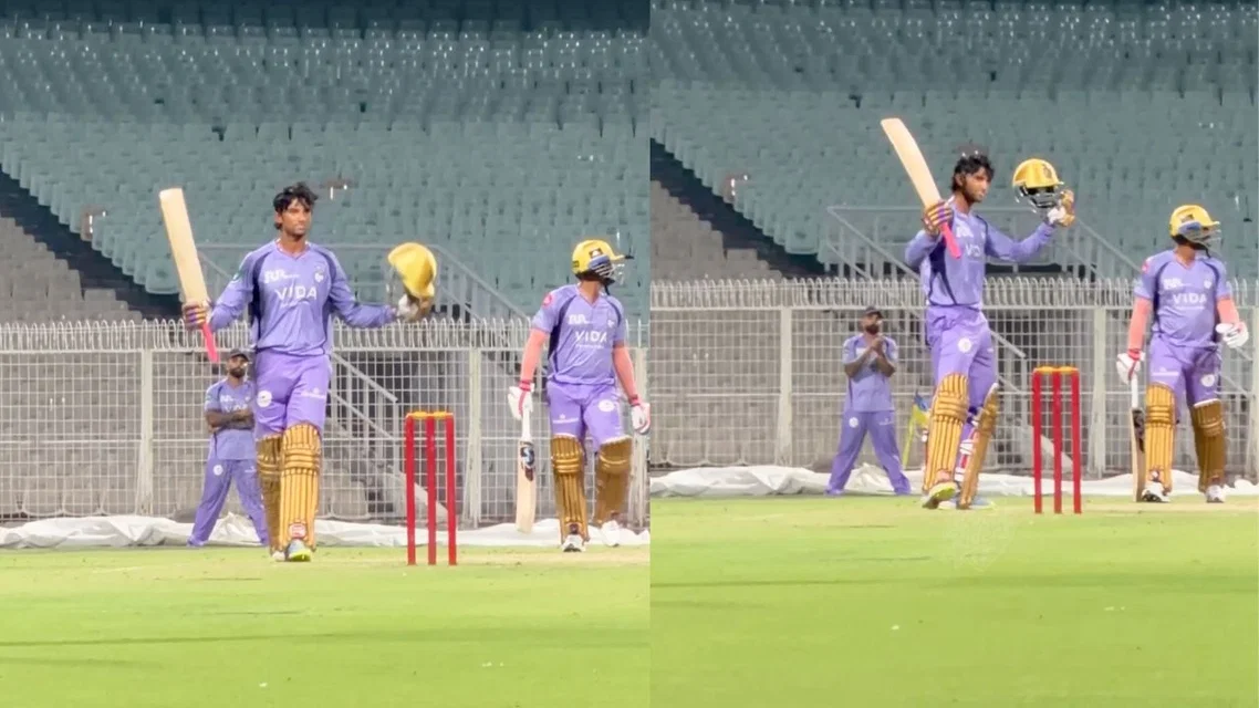 Angkrish Raghuvanshi's century for KKR in practice game (Source:X)