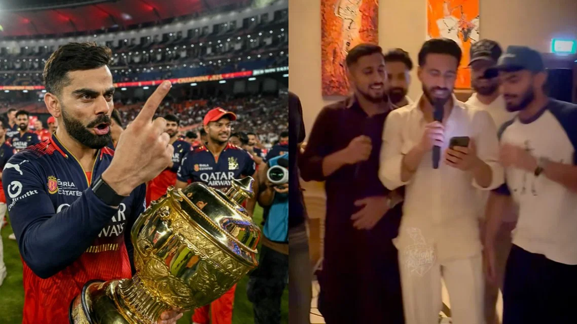 Virat Kohli with KKR Team. Image Credits: AFP/X