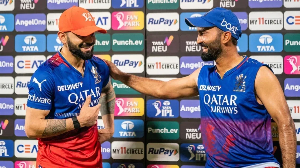 Dinesh Karthik with Virat Kohli in IPL [Source: X]