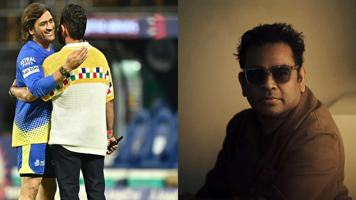 MS Dhoni Suresh Raina for CSK AR Rahman. Image Credits: AFP