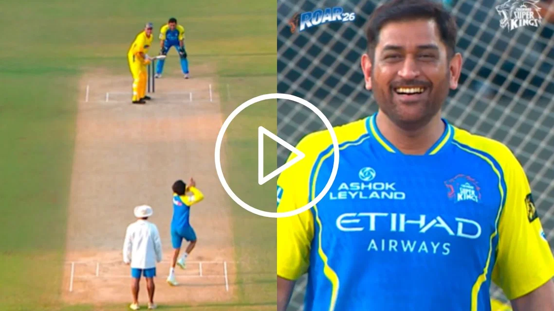 Mike Hussey scores a six against Ruturaj Gaikwad [Source: ChennaiIPL/X.com]