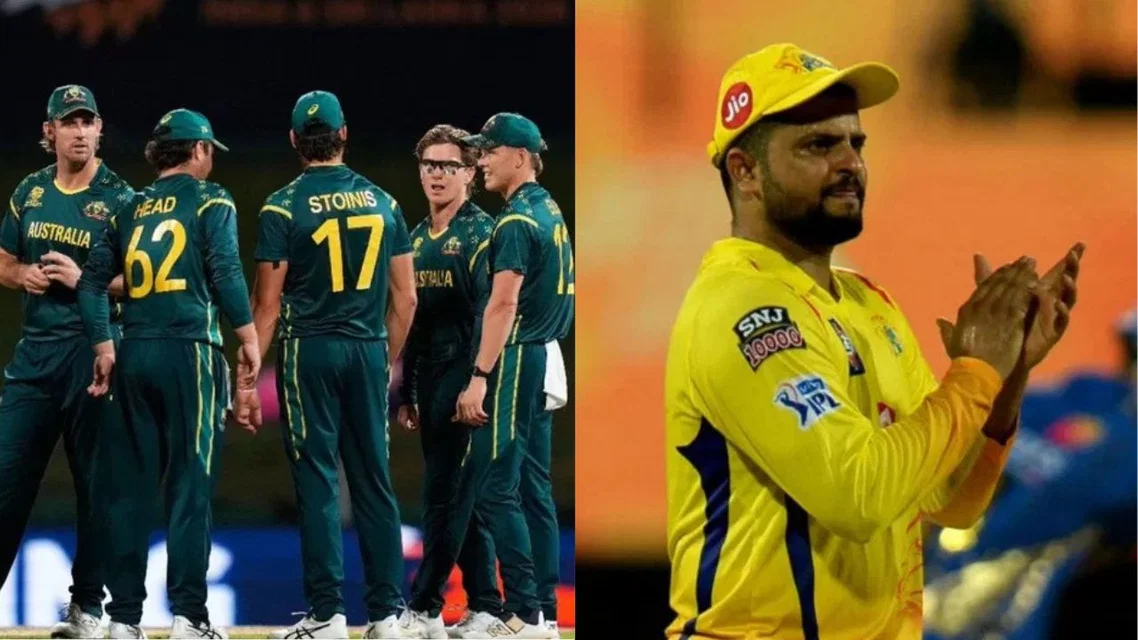 Australia team and Suresh Raina [Source: X]