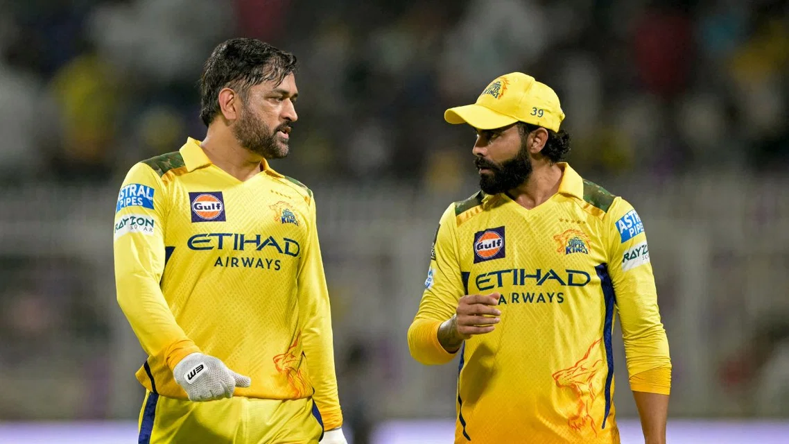 MS Dhoni Ravindra Jadeja for CSK in IPL. Image Credits: AFP