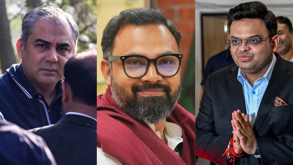 Mohsin Naqvi, Aminul Haque, Jay Shah. Image Credits: X/AFP