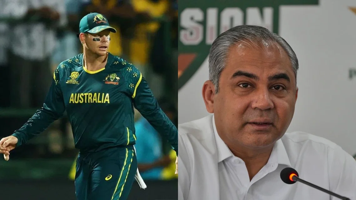 Steve Smith and Mohsin Naqvi in frame [Source: AFP, AP]