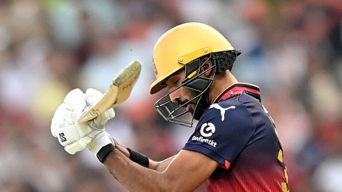 Padikkal's deadly shot almost hit injured Hazlewood [Source: AFP]
