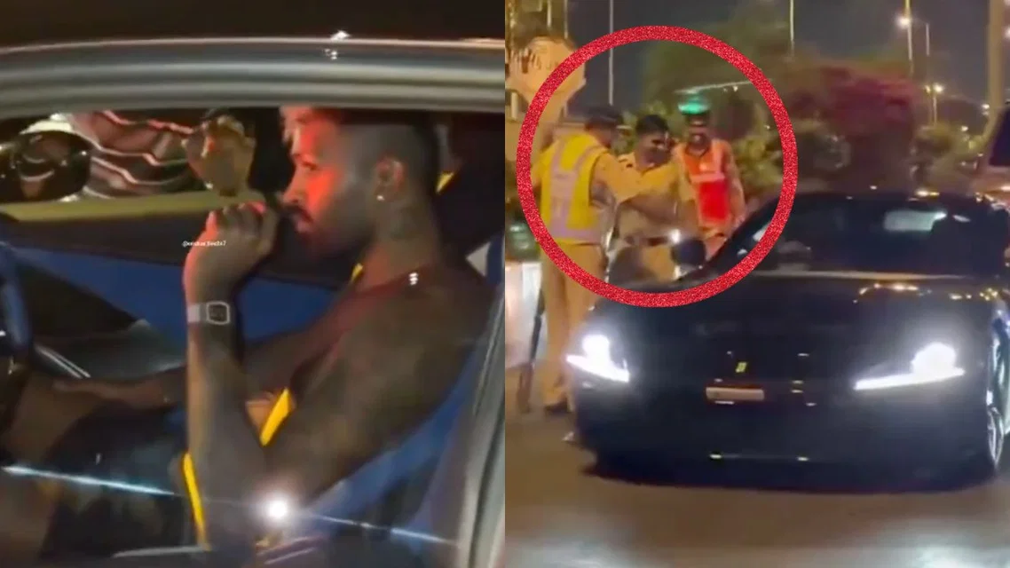Hardik Pandya's Ferrari Car Stopped By Mumbai Police. Image Credits: X