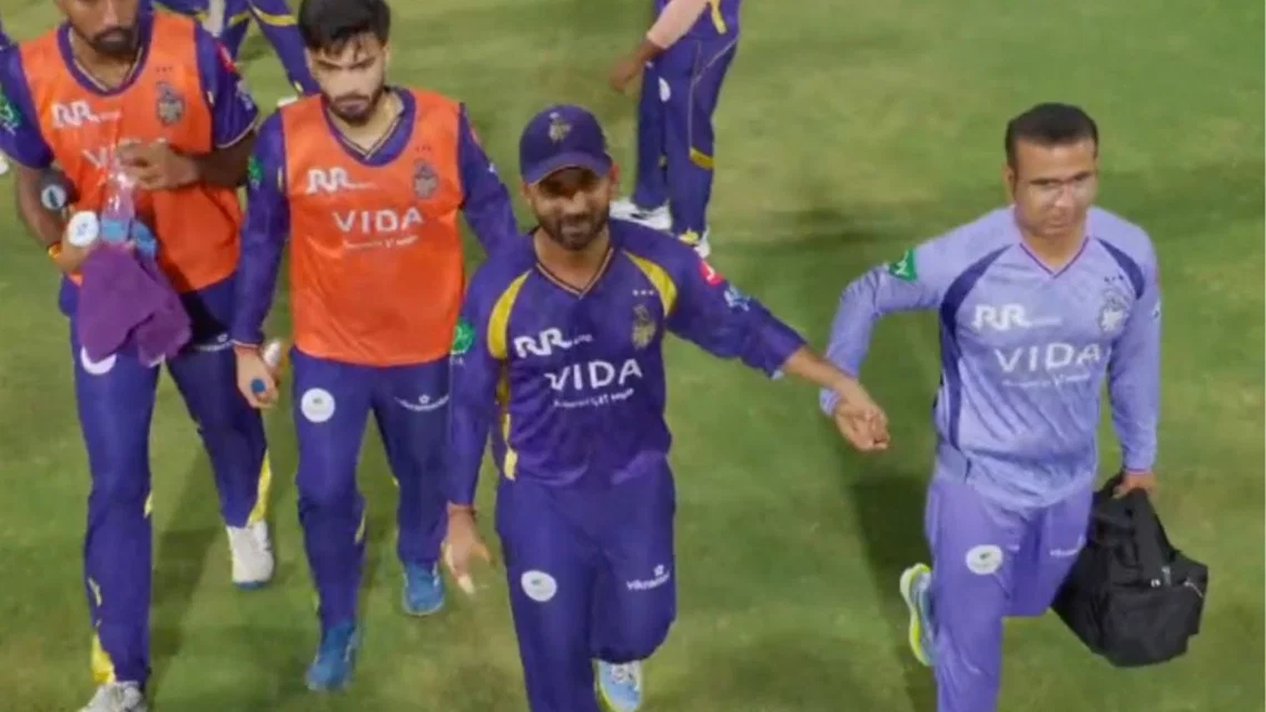Ajinkya Rahane walks off the field [Source: JioStar]