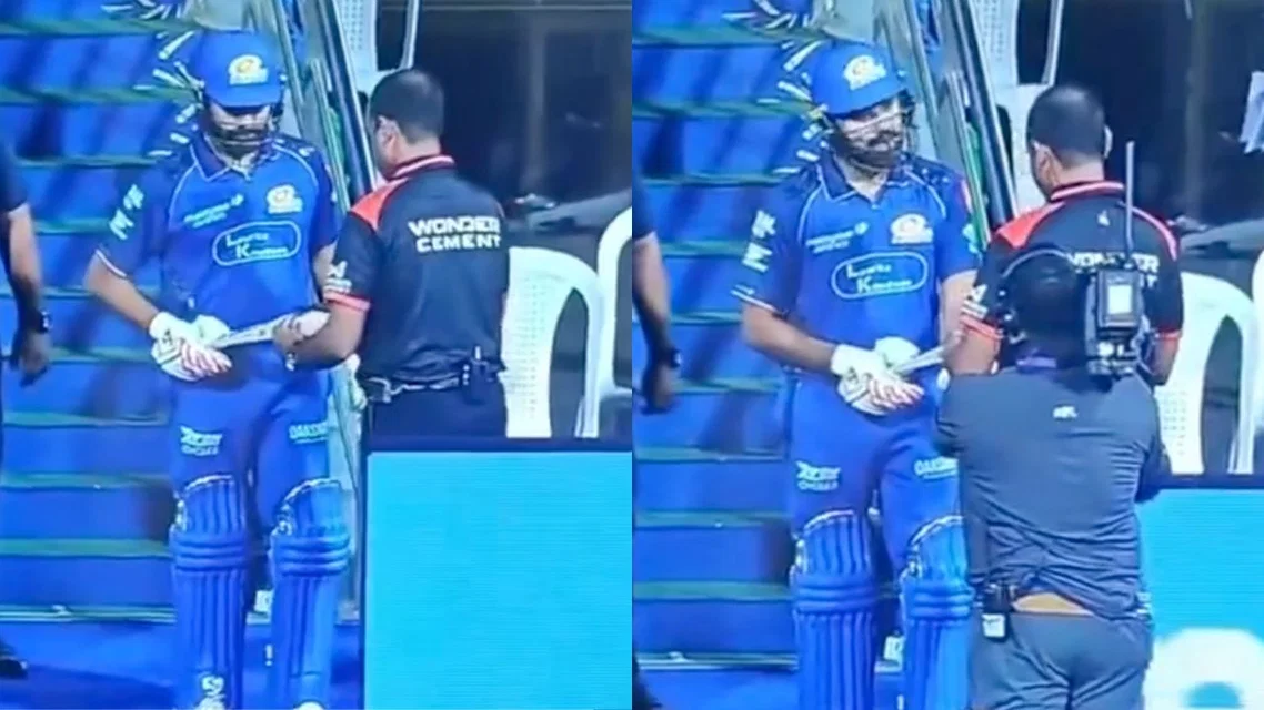 Rohit Sharma having a conversation with umpire (Source: Screengrab)