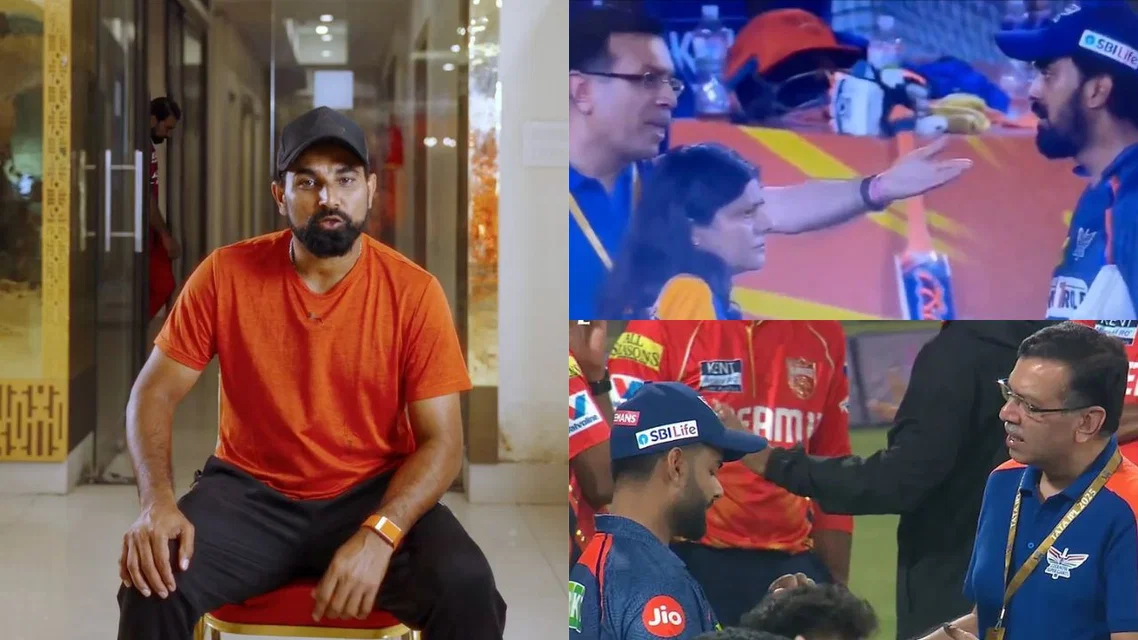 Mohammed Shami Sanjiv Goenka KL Rahul Rishabh Pant. Image Credits: LSG/X