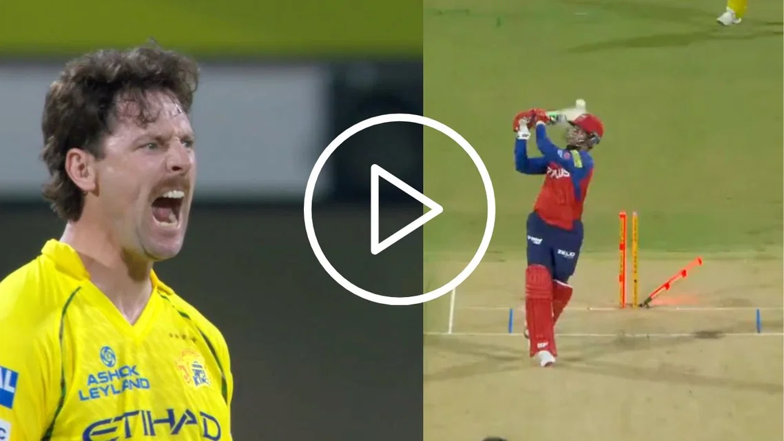 Matt Henry angry celebration after dismissing PBKS batter [Source: Screengrab/JioHotstar]
