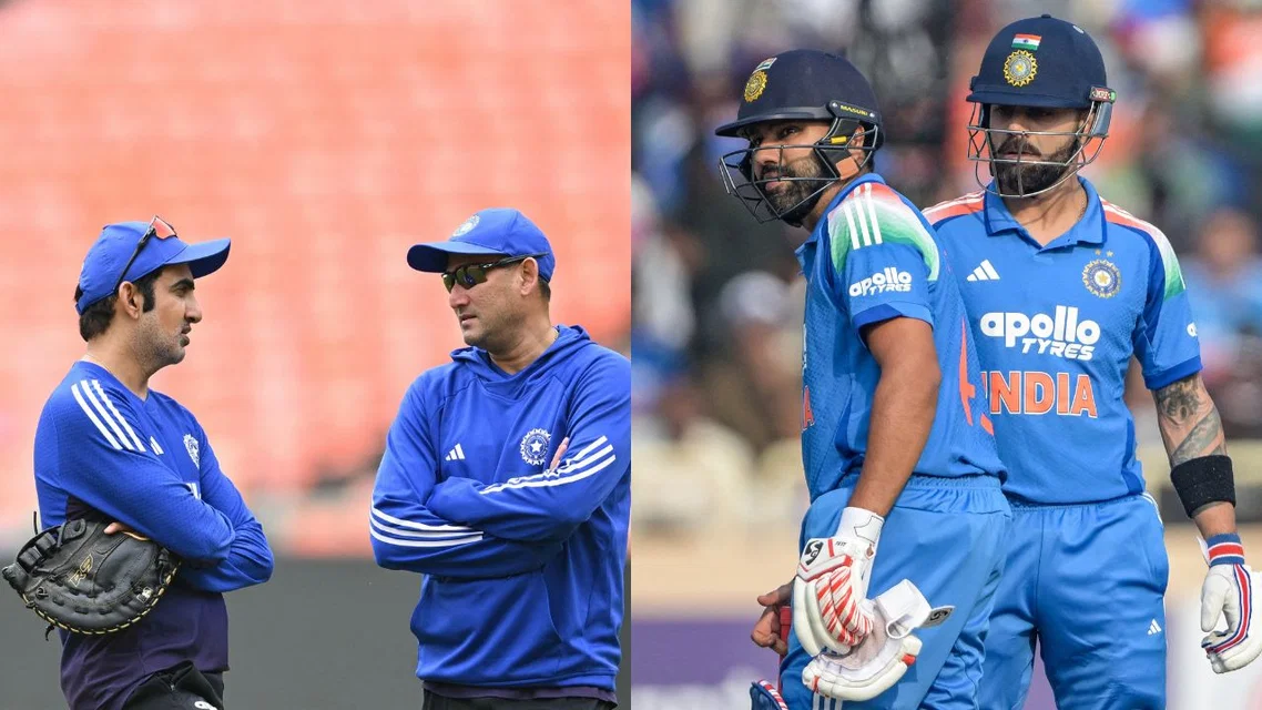 Gautam Gambhir Ajit Agarkar Rohit Sharma Virat Kohli for India. Image Credits: AFP