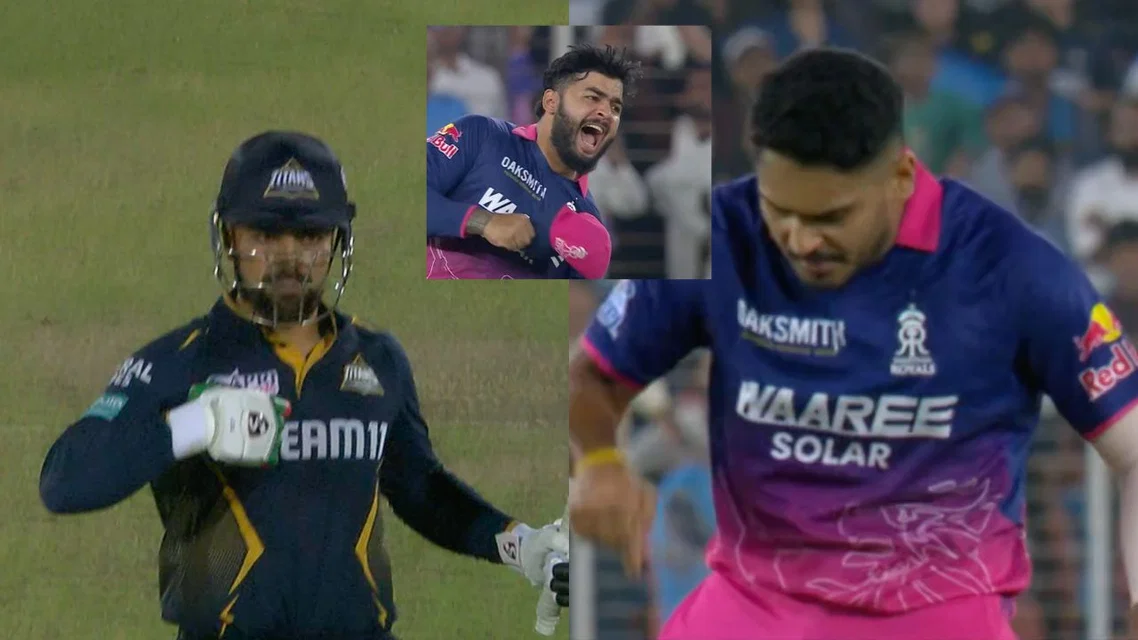 Rashid Khan Tushar Deshpande Riyan Parag GT vs RR. Image Credits: JioStar