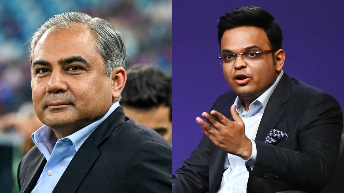 Mohsin Naqvi Jay Shah for PSL. Image Credits: AFP