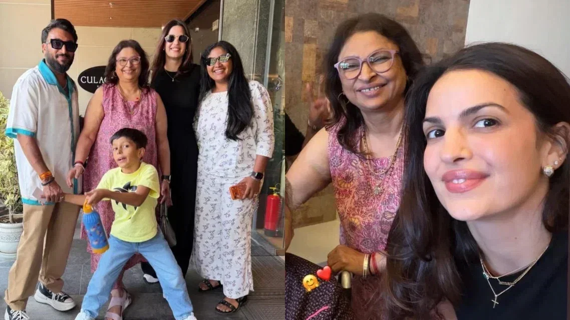Natasa Stankovic with Hardik Pandya's family [Source: Natasa Stankovic]