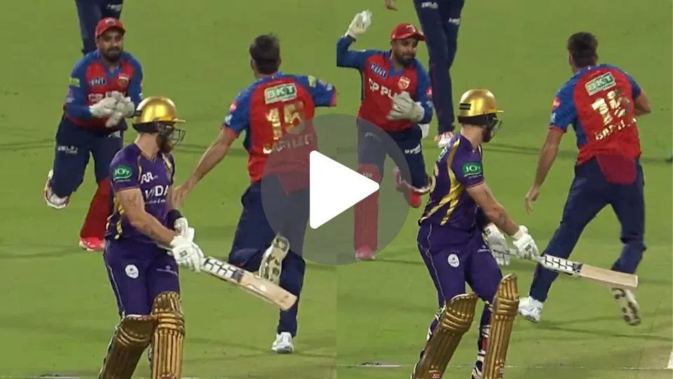 Prabhsimran Singh and Xavier Bartlett involved in a comical mix‑up during the rain‑affected KKR versus Punjab Kings match
