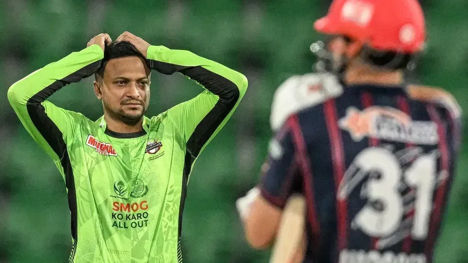 Shakib Al Hasan during a Pakistan Super League match