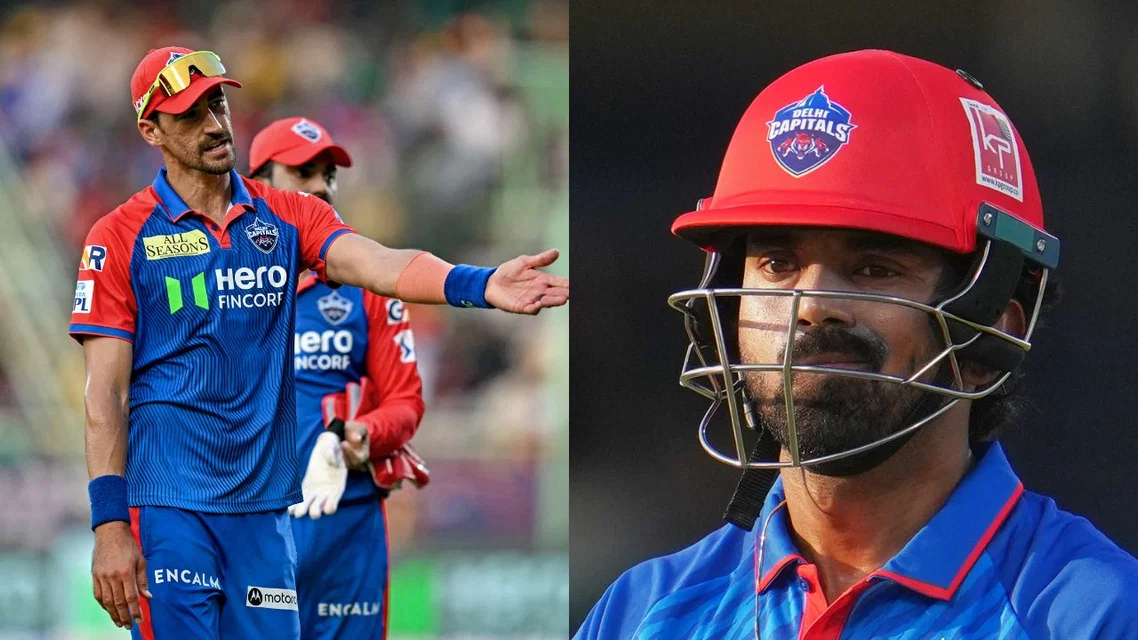 Mitchell Starc KL Rahul for Delhi Capitals. Image Credits: AFP/AP