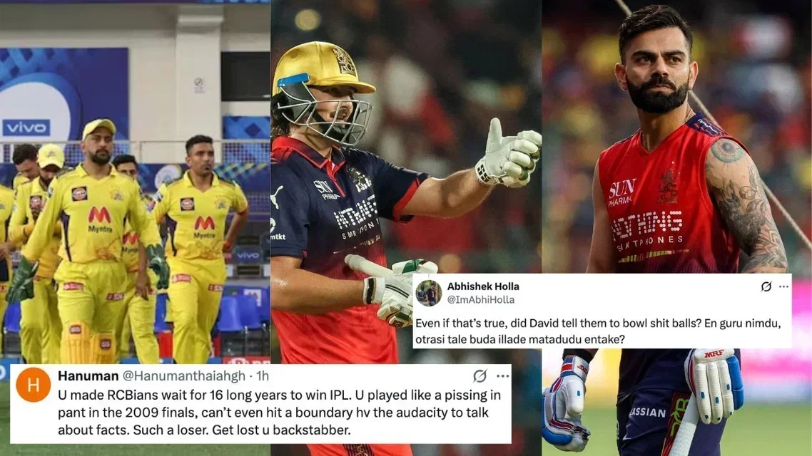 MS Dhoni Robin Uthappa for CSK Tim David Virat Kohli for RCB. Image Credits: X/AFP