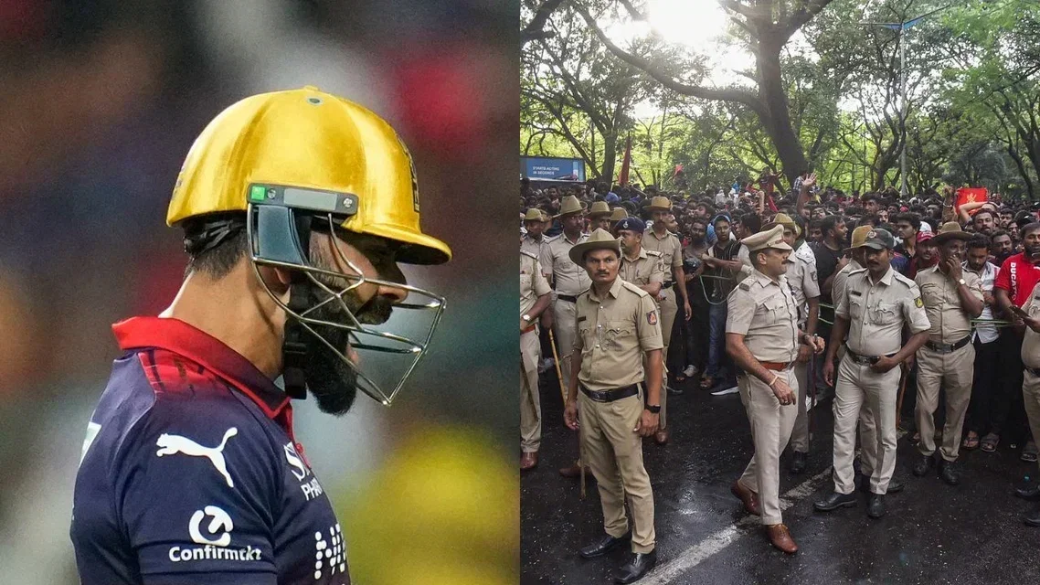 Virat Kohli with Bengaluru Police. Image Credits: AP/AFP