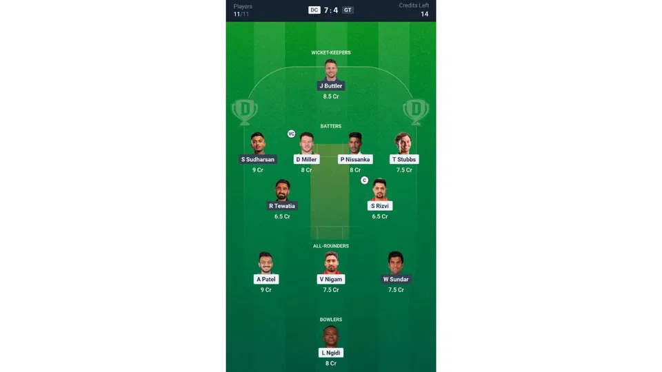 DC vs GT, IPL 2026: Dream11 Team 1 [Source: @Dream11 App]
