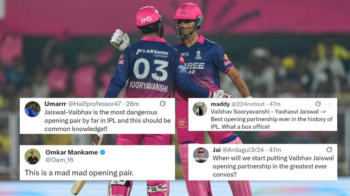 TR on Jaiswal-Sooryavanshi carnage vs MI. [Source - X/AP]