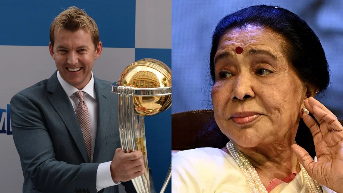 Brett Lee, Asha Bhosle. {Source - AFP]