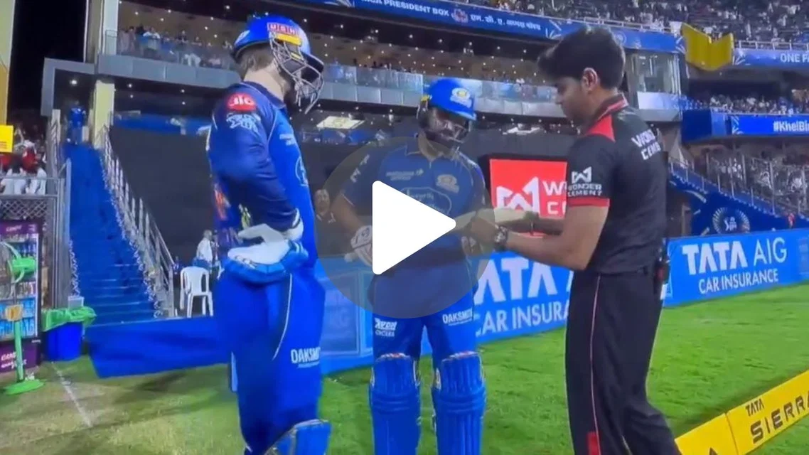 Rohit Sharma amid his bat check vs RCB. [Source - X]