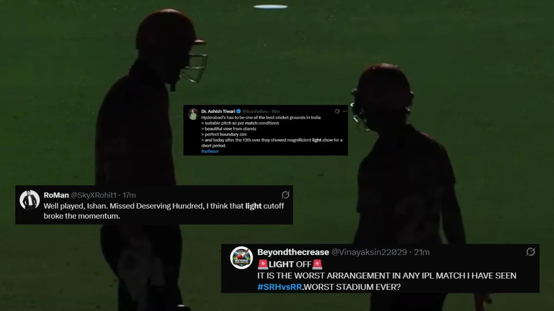 SRH vs RR IPL 2026 match saw lights off in Hyderabad stadium [Source: Screengrab]