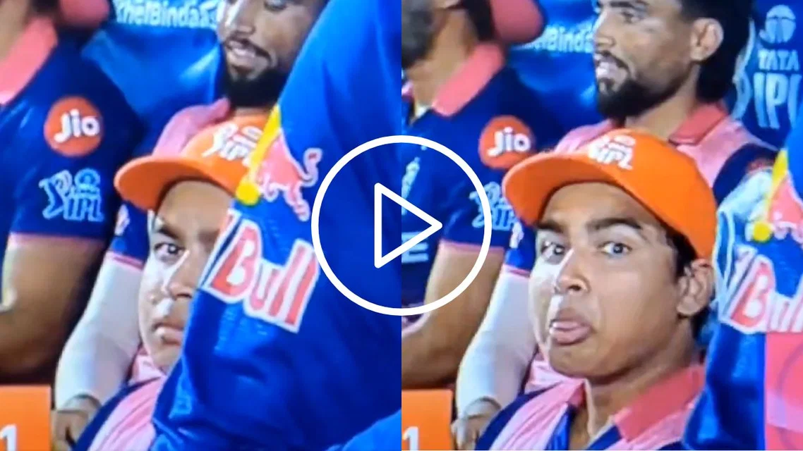 Vaibhav Sooryavanshi makes faces at the camera in match [Source: Screengrab]