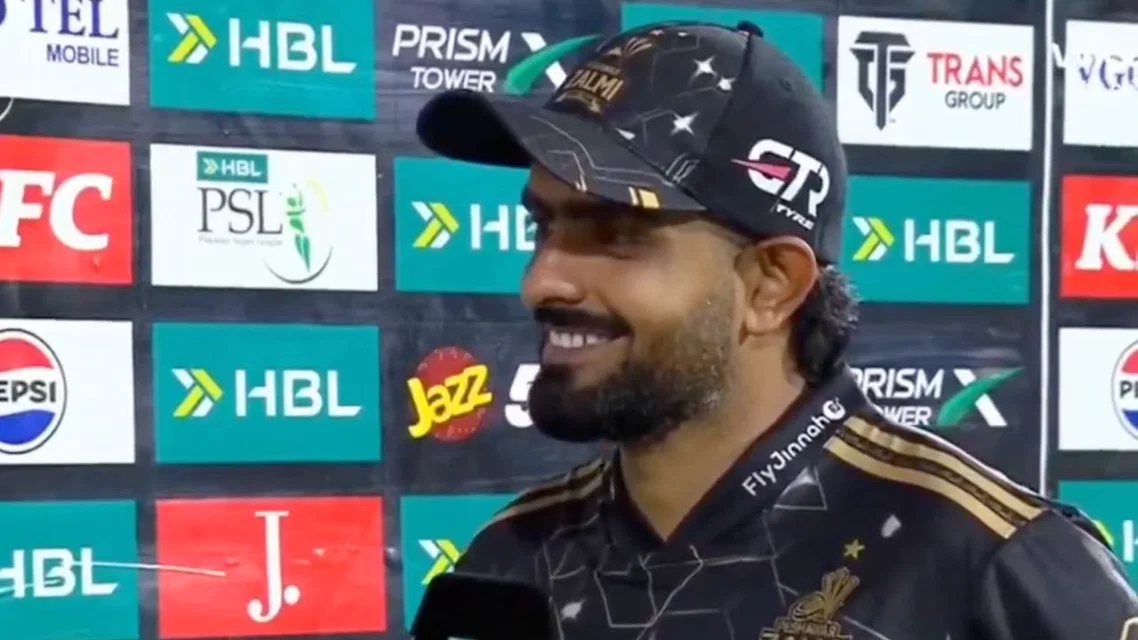Babar Azam after Peshawar vs Multan in PSL 2026. PC - x.com/@ahtashamriaz22