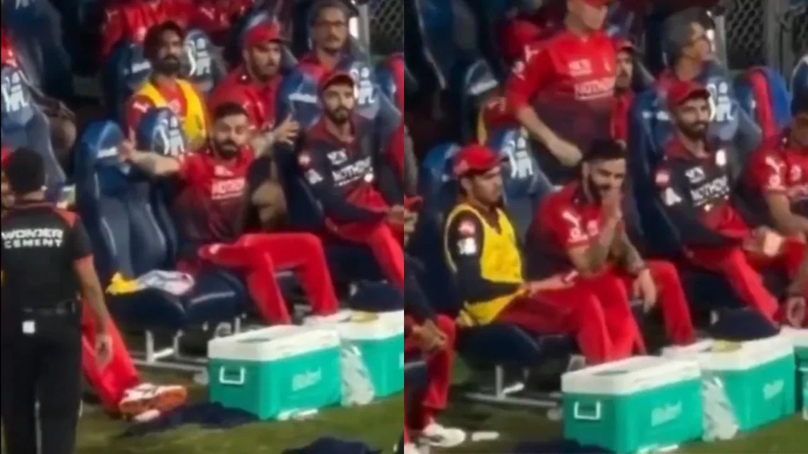 Virat Kohli in the dugout [Source: Screengrab]