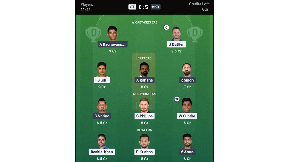 GT vs KKR, IPL 2026: Dream11 Team 2 [Source: @Dream11 App]