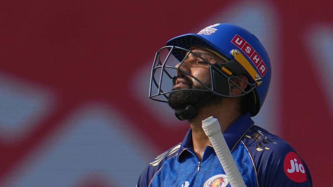 Rohit Sharma after his dismissal vs DC in IPL 2026. PC- AP