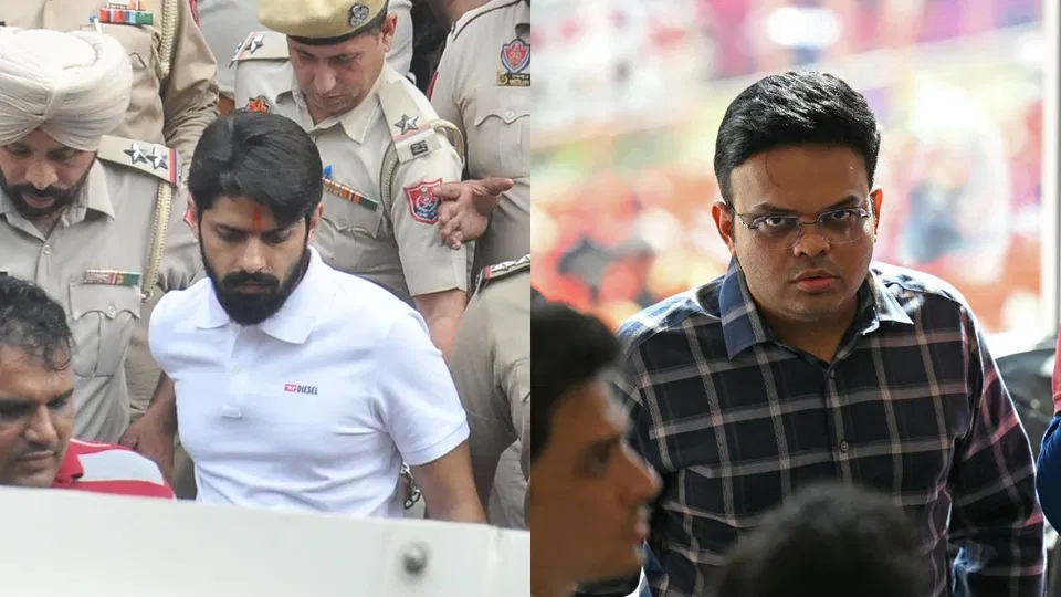 लॉरेंस बिश्नोई और जय शाह। चित्र साभार: X/AFP