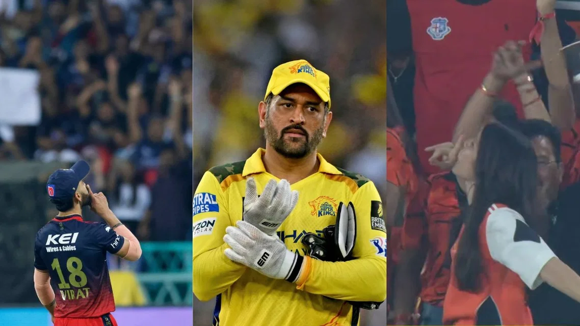 Virat Kohli MS Dhoni Kavya Maran. Image Credits: X/AFP