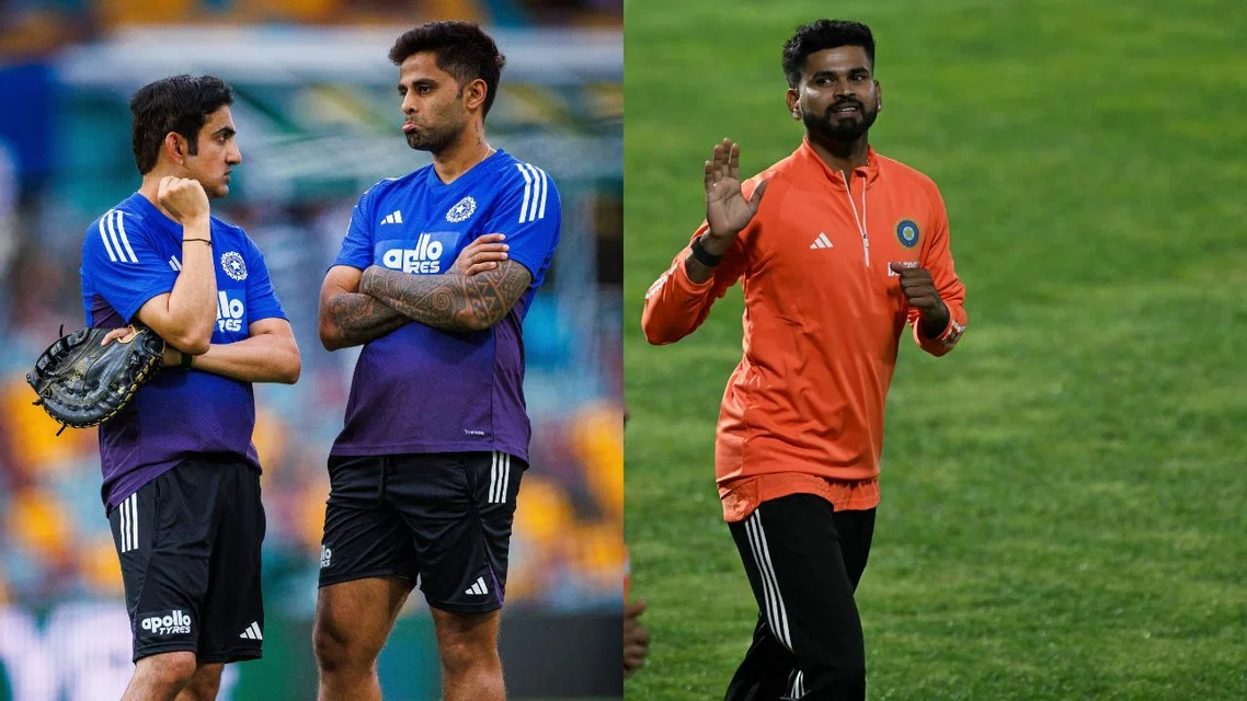 Gautam Gambhir Shreyas Iyer Suryakumar Yadav for India. Image Credits: AFP