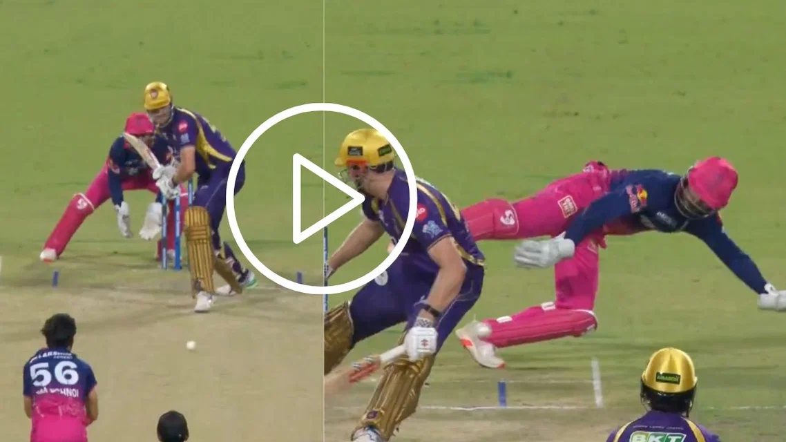 Dhruv Jurel's smart glovework dismisses Green [Source: Screengrab/JioHotstar]
