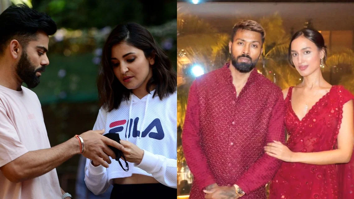 Virat Kohli Anushka Sharma Hardik Pandya Mahieka Sharma. Image Credits: AFP/Instagram