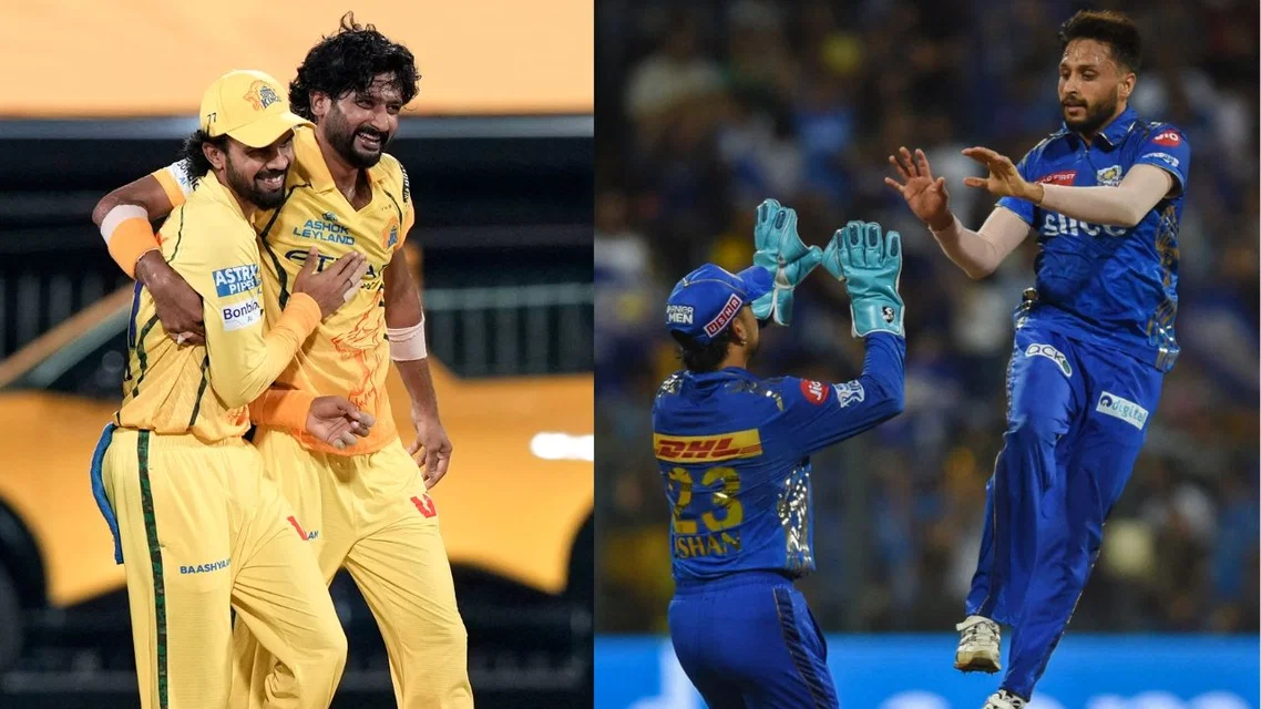 Khaleel Ahmed and Akash Madhwal in frame. Credits AFP, AP