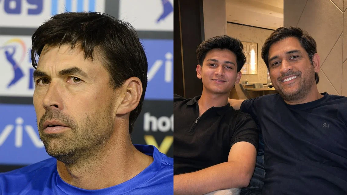 Stephen Fleming Priyansh Arya MS Dhoni. Image Credits: AFP/ChatGPT