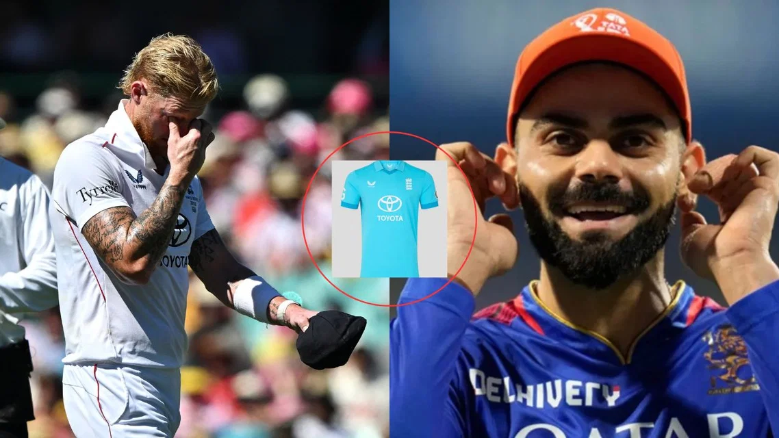 Ben Stokes Virat Kohli, Reactions on England Jersey. Image Credits: X