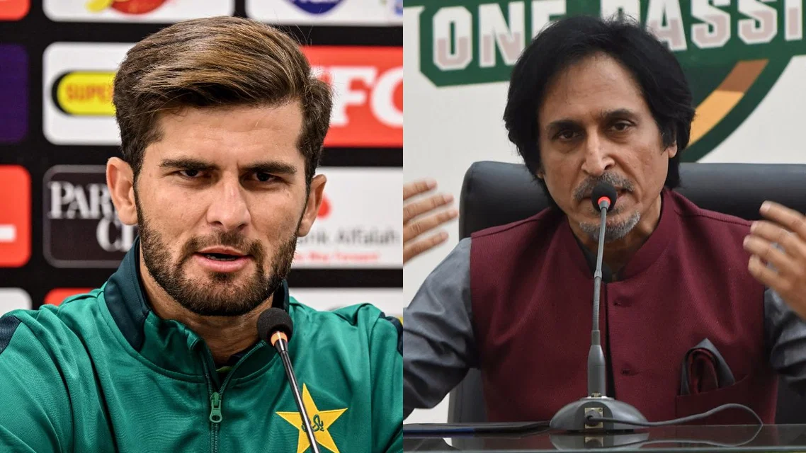 Shaheen Afridi and Ramiz Raja [Source: AFP]