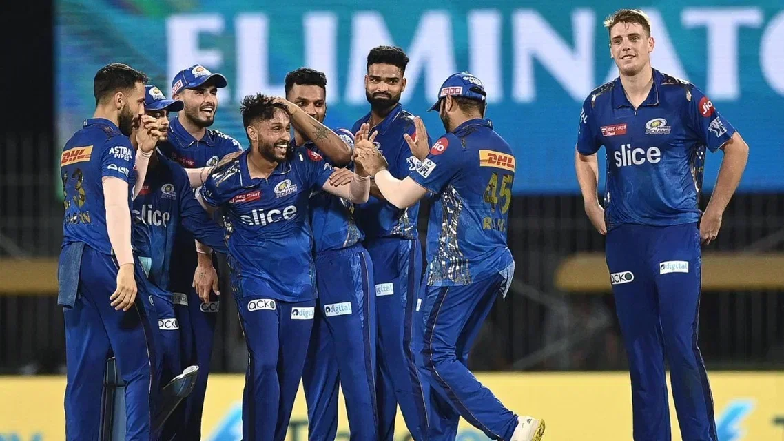 Akash Madhwal with Mumbai Indians - (Source: AFP)