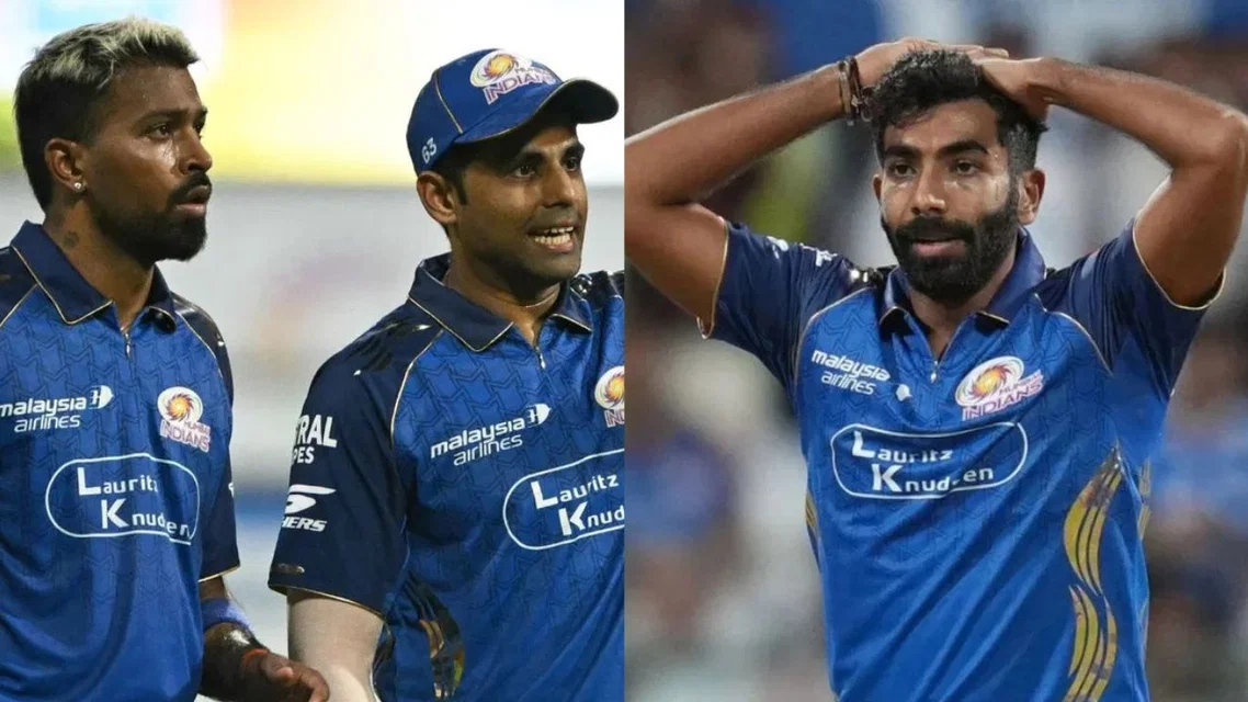 Hardik Pandya, Suryakumar Yadav and Jasprit Bumrah [Source: AFP]