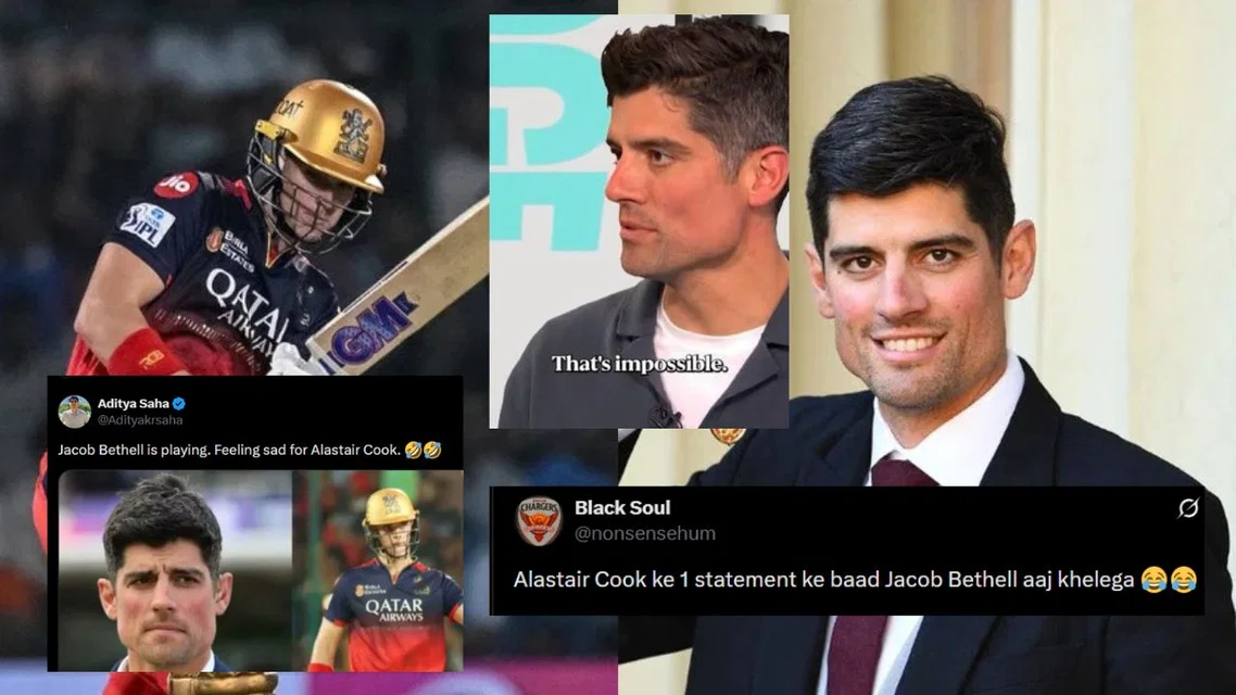 Jacob Bethell and Alastair Cook [Source: AFP]