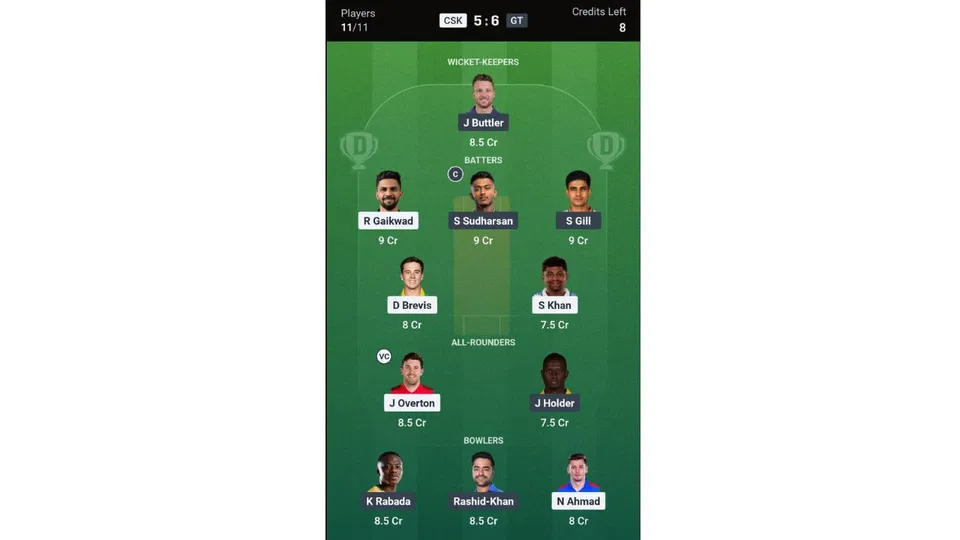 CSK Vs GT Dream11 prediction team 2 [Source: Dream11 app]